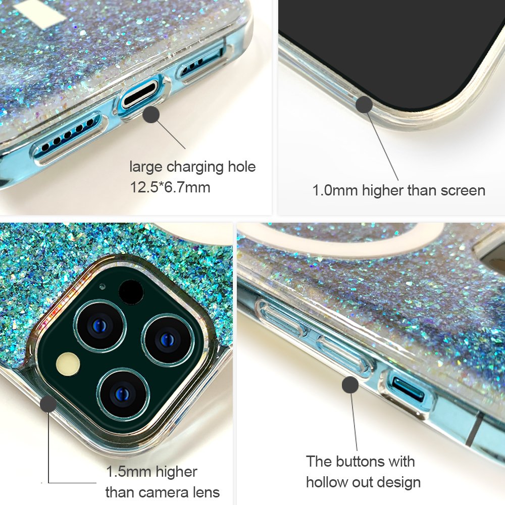 Aikusu Fashion Pretty Custom Personalized Bling Glitter Magnetic Phone Case For Iphone 15 13 Xs X Pro Max