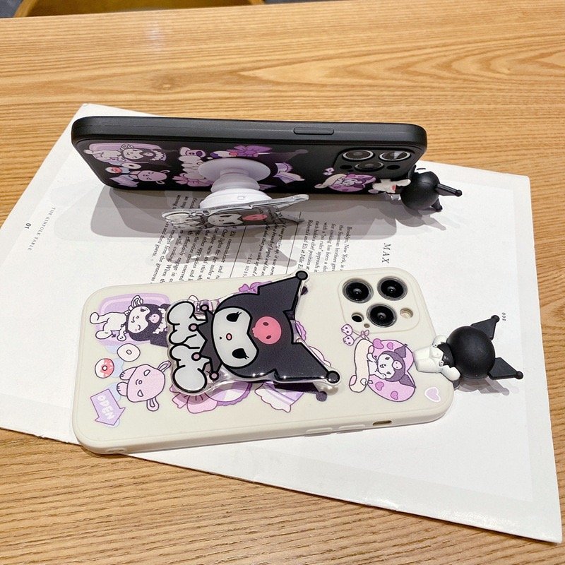 New Design Protective Silicone 3D Cartoon Kuromi Anime Phone Case for Samsung Galaxy A15 A25 A35 A55 A05 S24 With Phone Holder