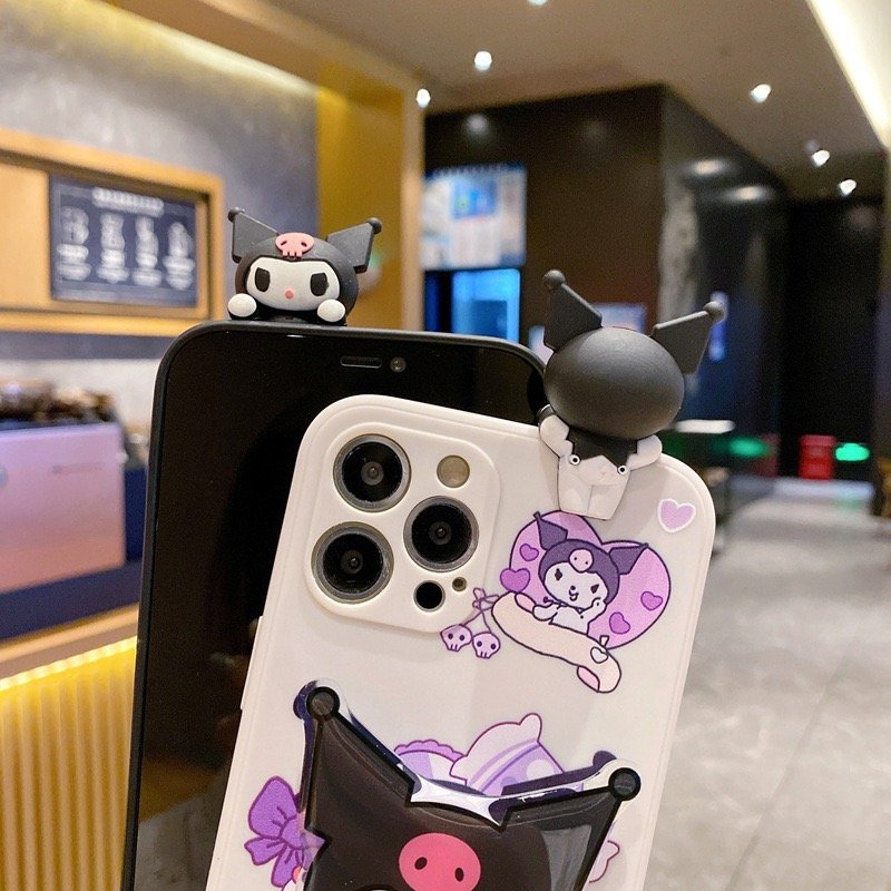 New Design Protective Silicone 3D Cartoon Kuromi Anime Phone Case for Samsung Galaxy A15 A25 A35 A55 A05 S24 With Phone Holder