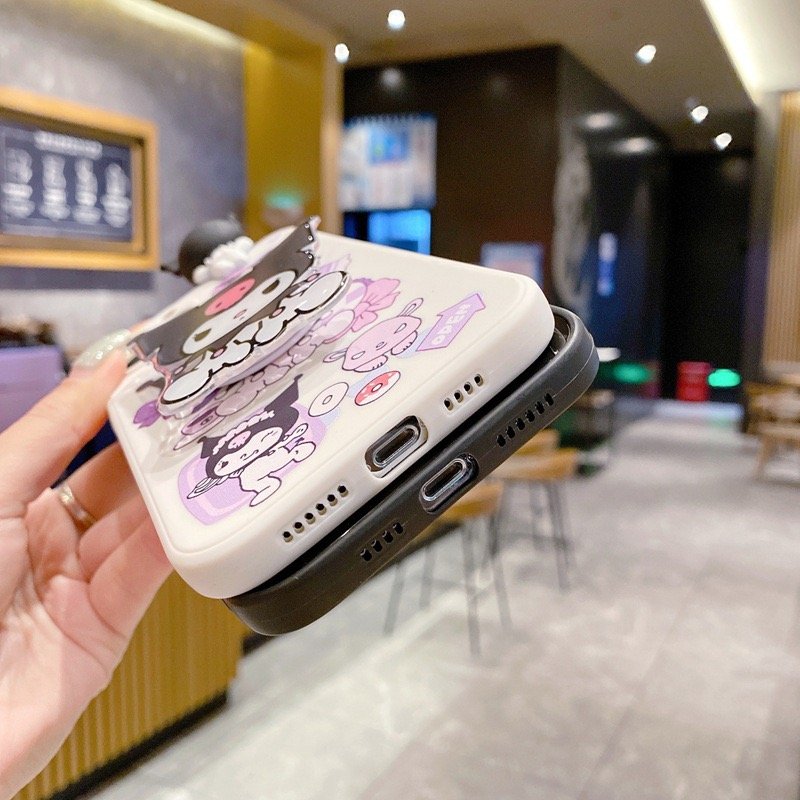 New Design Protective Silicone 3D Cartoon Kuromi Anime Phone Case for Samsung Galaxy A15 A25 A35 A55 A05 S24 With Phone Holder