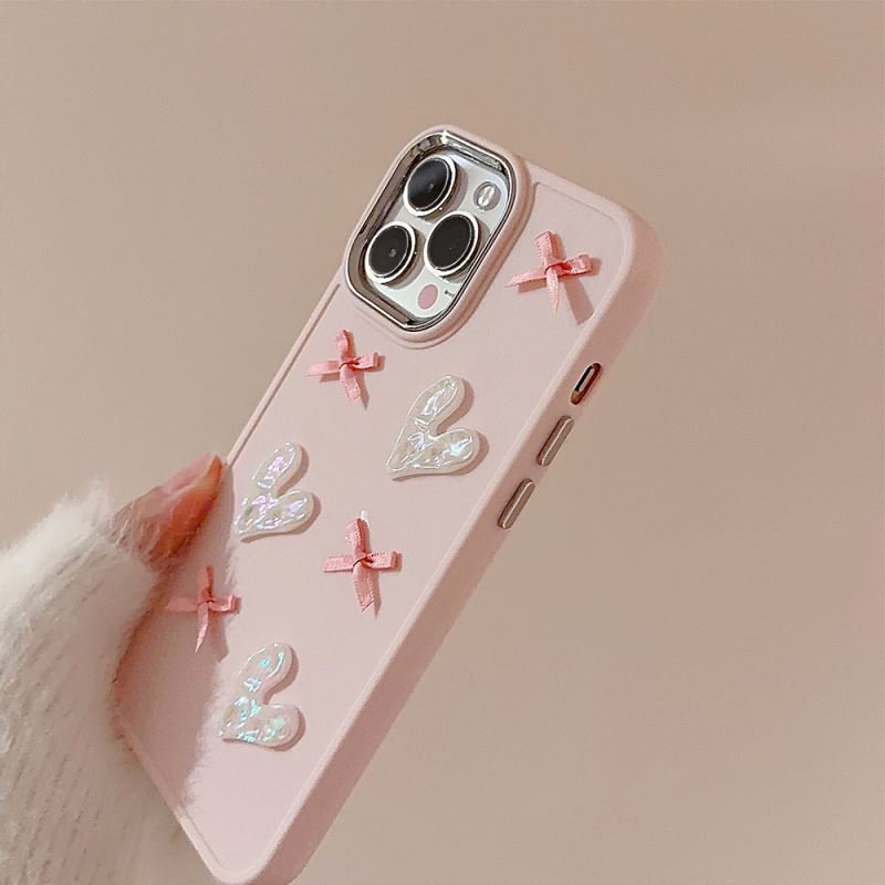 New Fashion Soft Cover 3D love Heart Pink Girl Mobile Phone Case For iPhone 15 14 plus 13 12 11 pro max XS XR Shell
