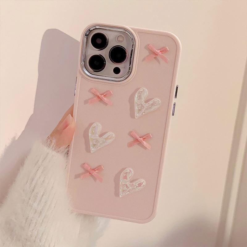 New Fashion Soft Cover 3D love Heart Pink Girl Mobile Phone Case For iPhone 15 14 plus 13 12 11 pro max XS XR Shell