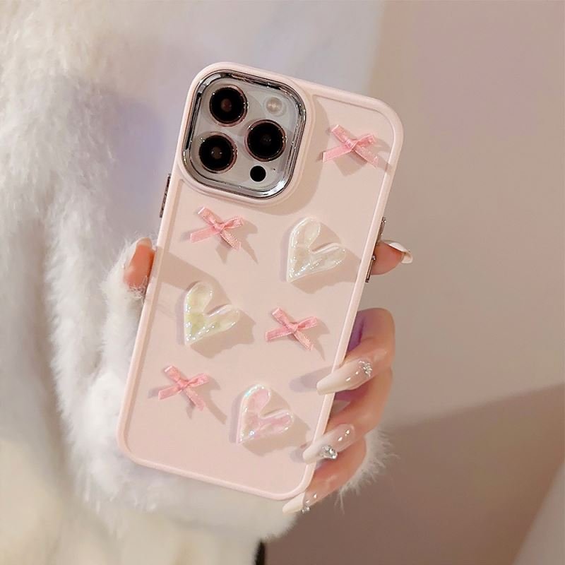 New Fashion Soft Cover 3D love Heart Pink Girl Mobile Phone Case For iPhone 15 14 plus 13 12 11 pro max XS XR Shell