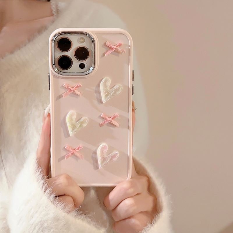 New Fashion Soft Cover 3D love Heart Pink Girl Mobile Phone Case For iPhone 15 14 plus 13 12 11 pro max XS XR Shell
