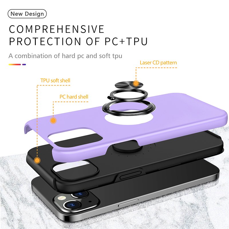 New Arrival Shockproof Designer Invisible Metal Holder Covers Soft TPU PC Back Mobile Phone Cases For iPhone 12 13 Mini Pro Max