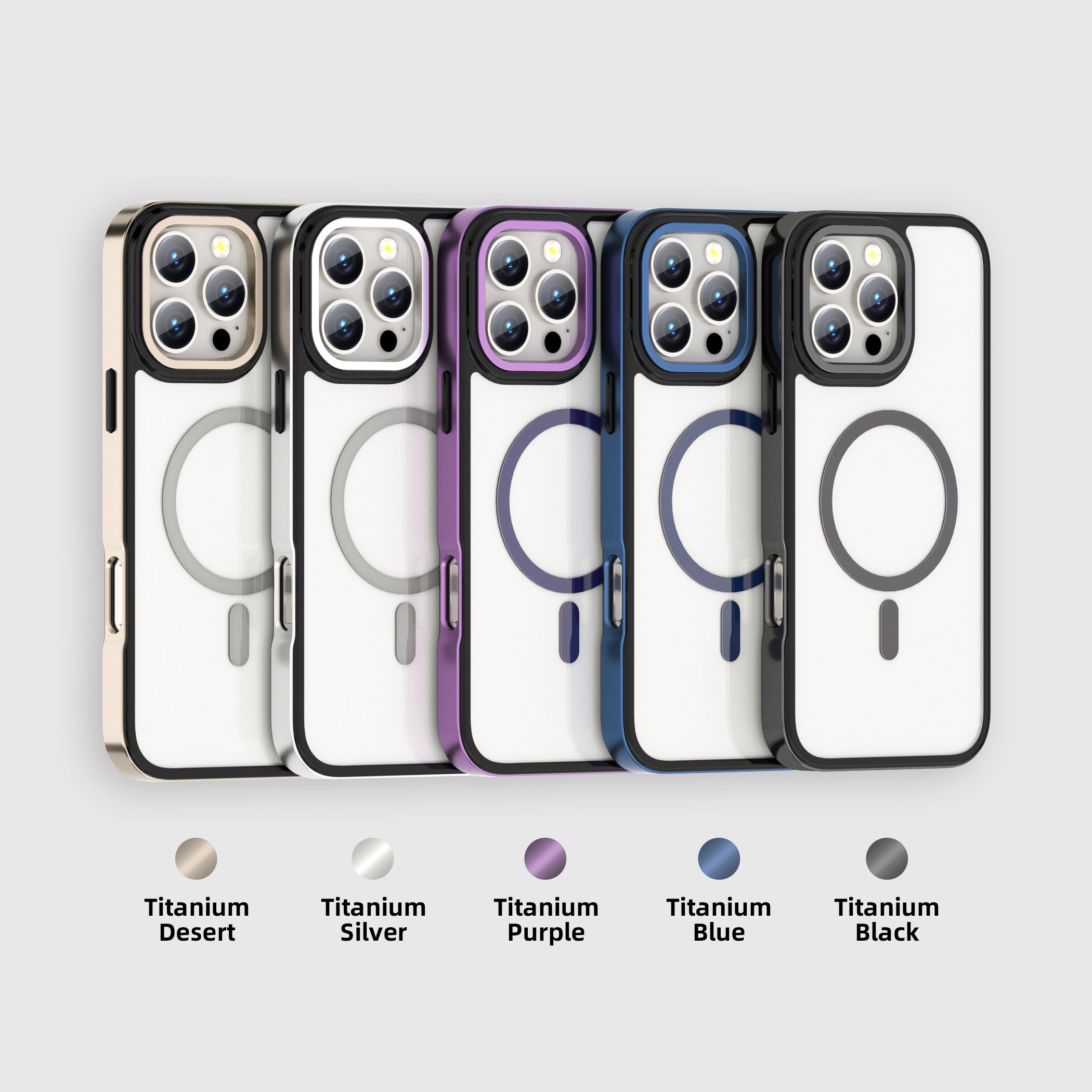 Electroplate Desert Titanium Matte Plated Acrylic Magnet Wireless Charger Mobile Phone Case For IPhone 16 13 14 15 Pro max