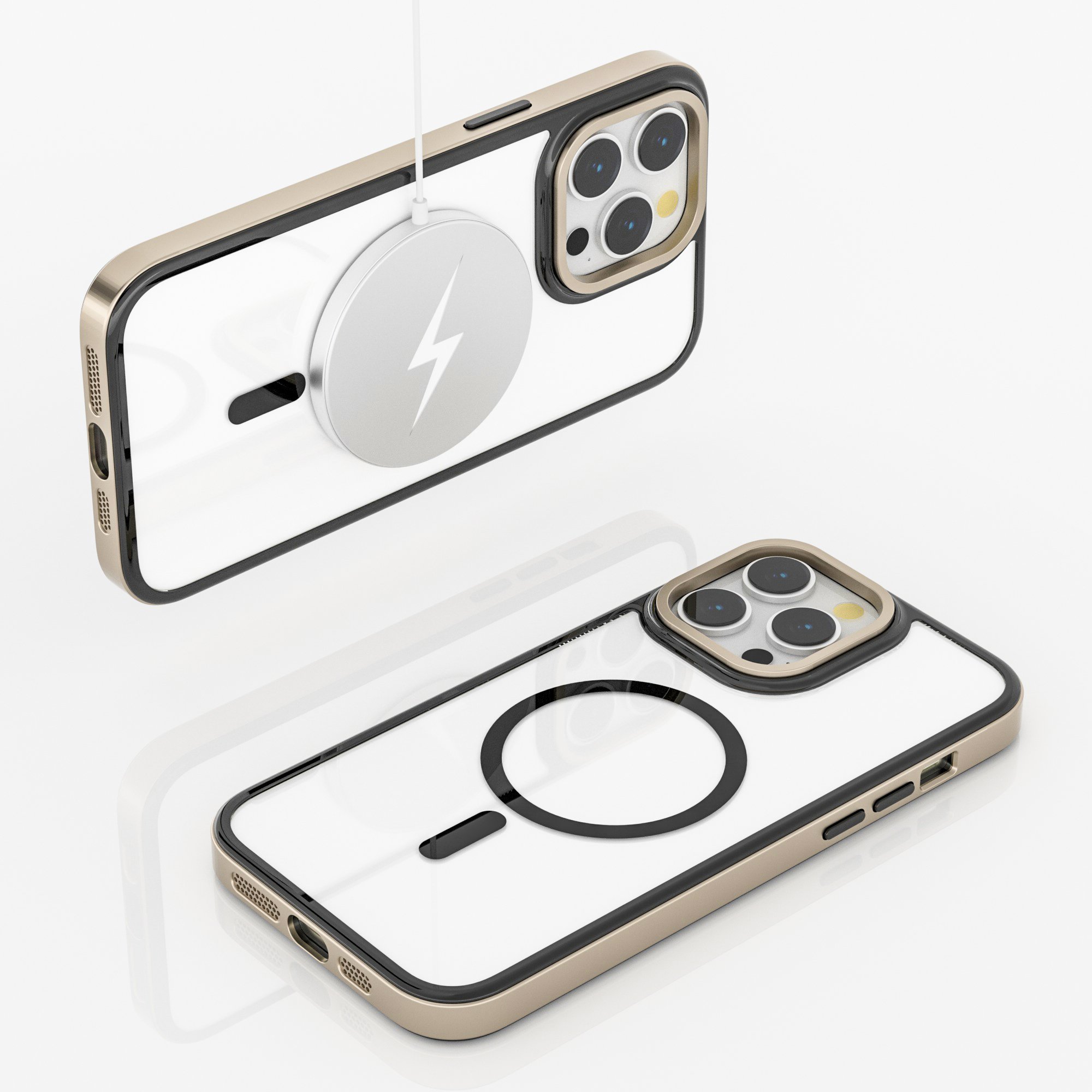 Electroplate Desert Titanium Matte Plated Acrylic Magnet Wireless Charger Mobile Phone Case For IPhone 16 13 14 15 Pro max