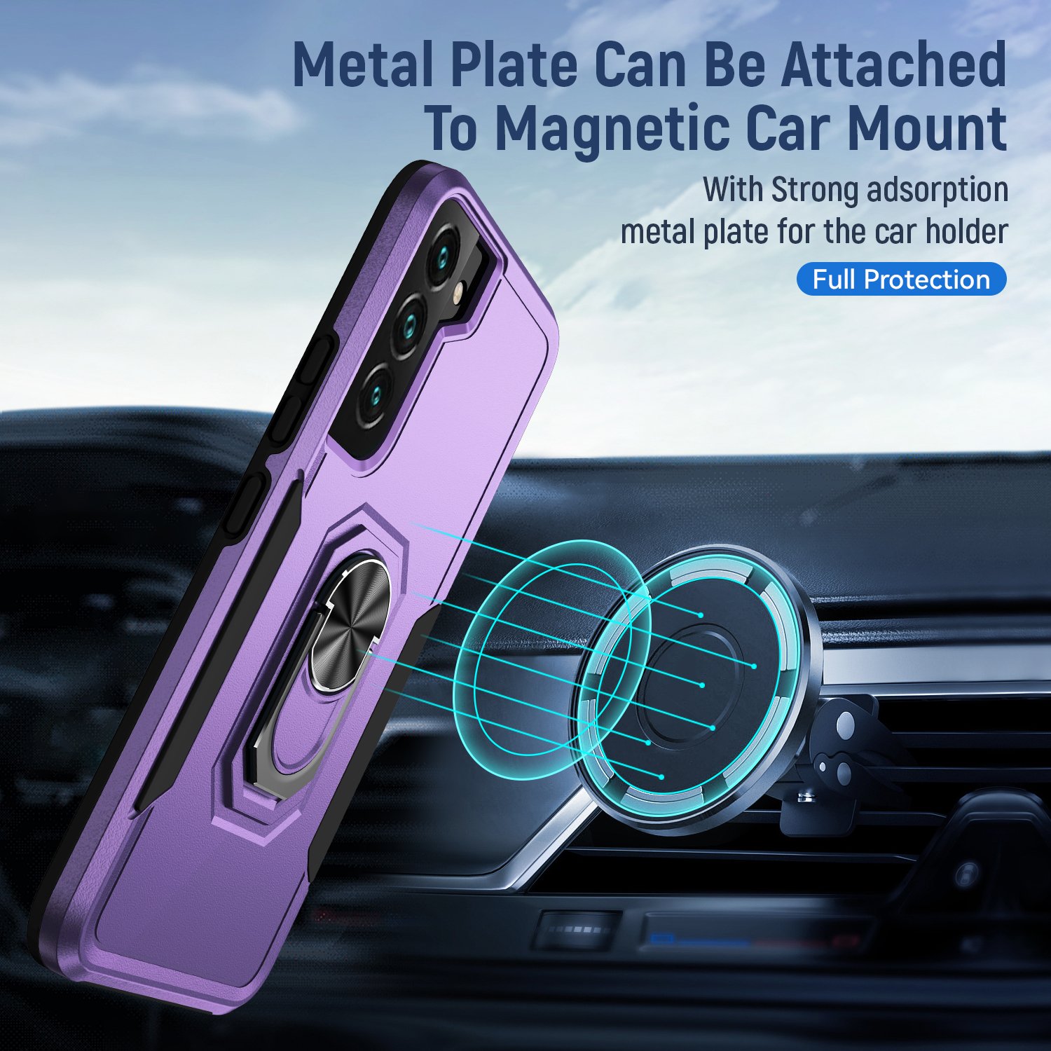 Hot Selling 2 in 1 Symmetry 360 Full Protection Mobile Phone Case for Phone 15 14 13 7 8 x Samsung With Metal Plate