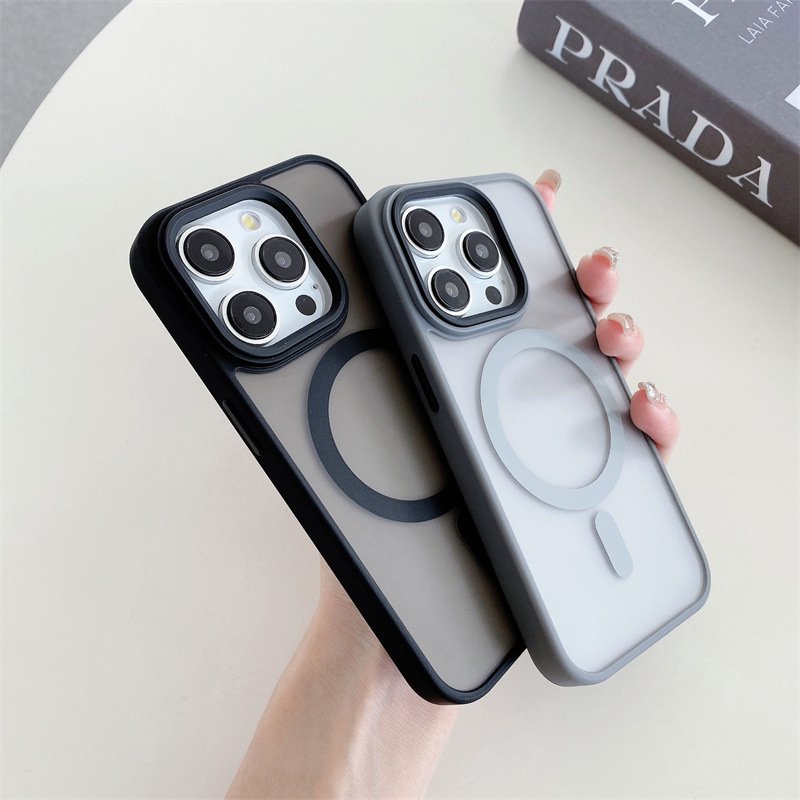 customized logo fashion 2 in 1 magnetic matte mobile phone case for iphone 2024