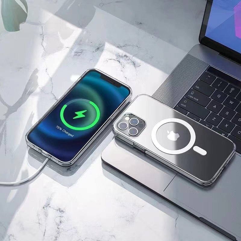 Original Quality Magnetic Wireless Charging Transparent PC Shockproof Mobile Phone Bag & Case For iPhone 13 14 15 Pro Max