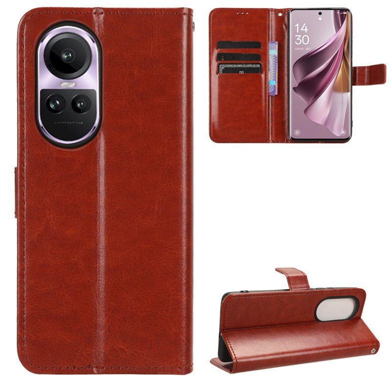Luxury Crazy Horse Wallet PU Leather Case TPU Cover For OPPO Reno 10 Pro Plus 5G Mobile phone case