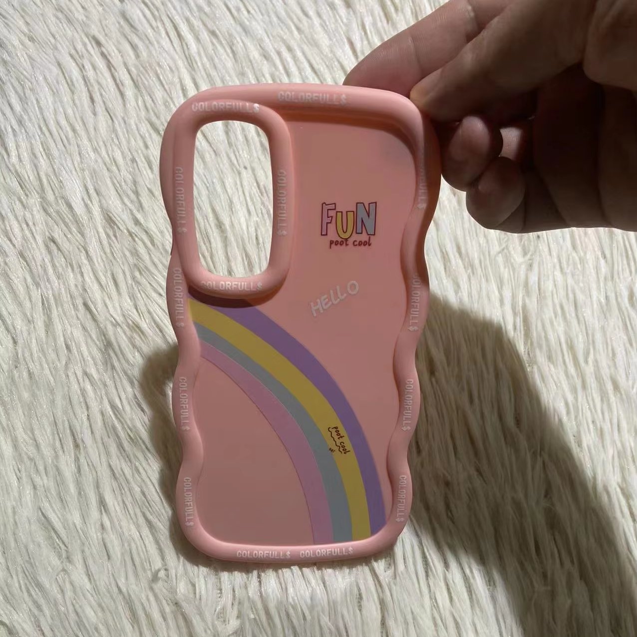 For iPhone 15 14 13 12 11 Luxury Customized Mobile Phone Cover For Samsung S23FE 5G A05s TPU Rainbow Pattern Wavy Phone Case