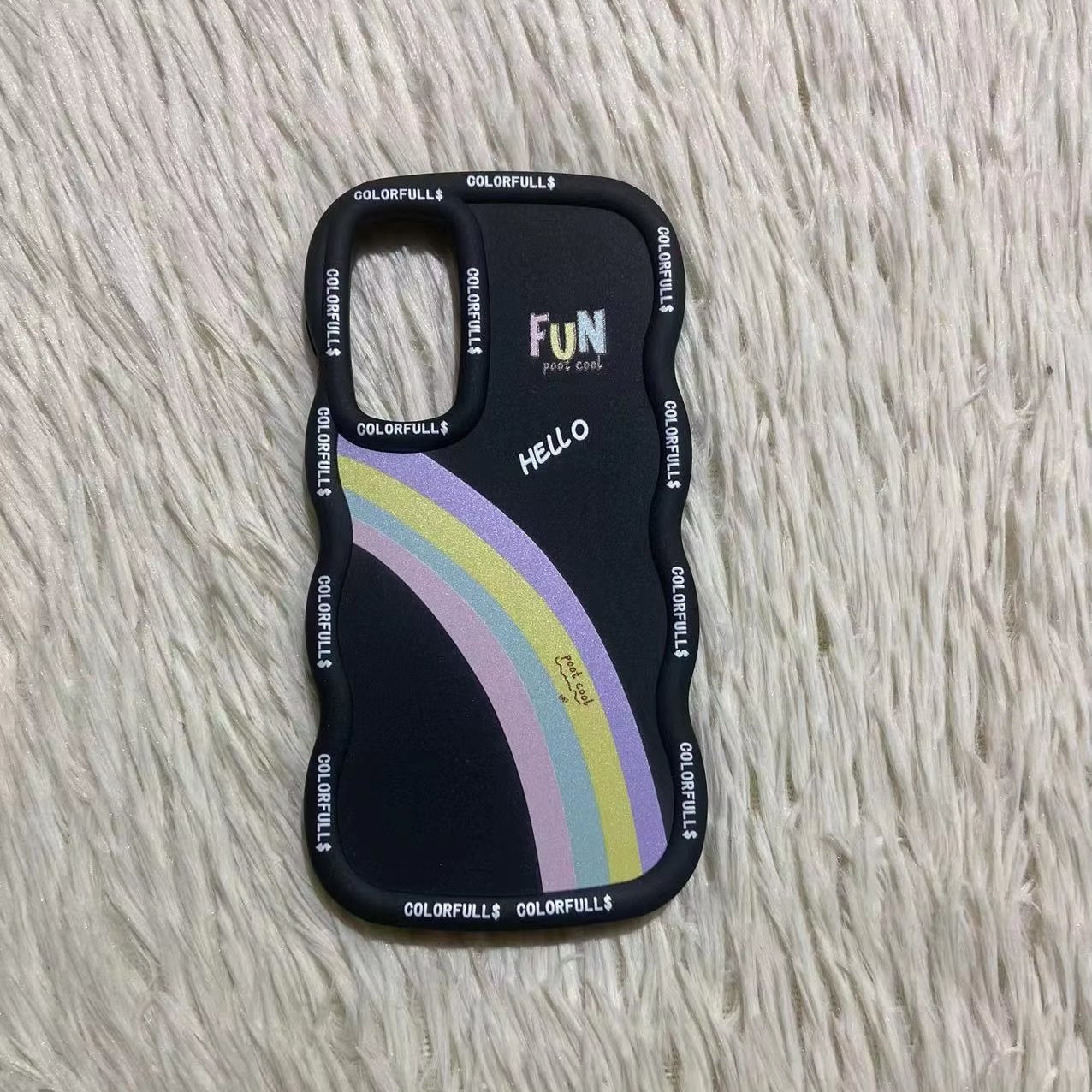 For iPhone 15 14 13 12 11 Luxury Customized Mobile Phone Cover For Samsung S23FE 5G A05s TPU Rainbow Pattern Wavy Phone Case