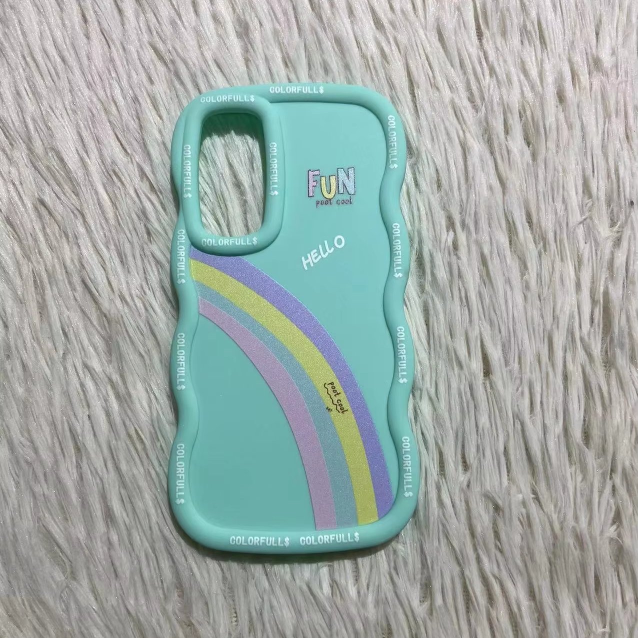 For iPhone 15 14 13 12 11 Luxury Customized Mobile Phone Cover For Samsung S23FE 5G A05s TPU Rainbow Pattern Wavy Phone Case