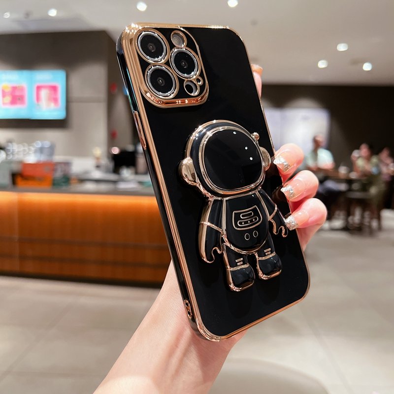 2024 New Arrival Electroplated astronaut folding stand mobile phone case for iPhone 11 12 13 14 pro max X XS XR phone case