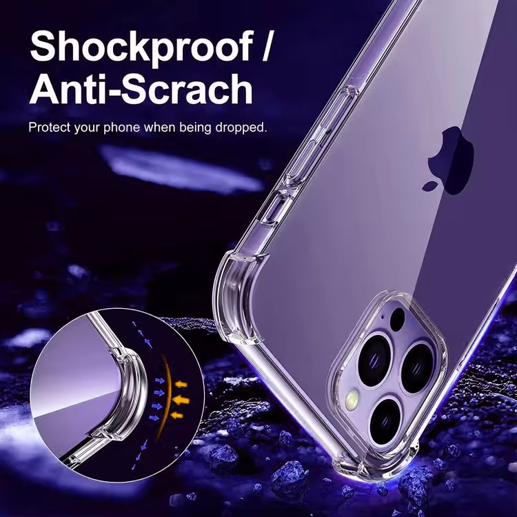1.0MM 1.5MM Shockproof For apple iPhone 12 pro max shockproof TPU clear mobile phone case