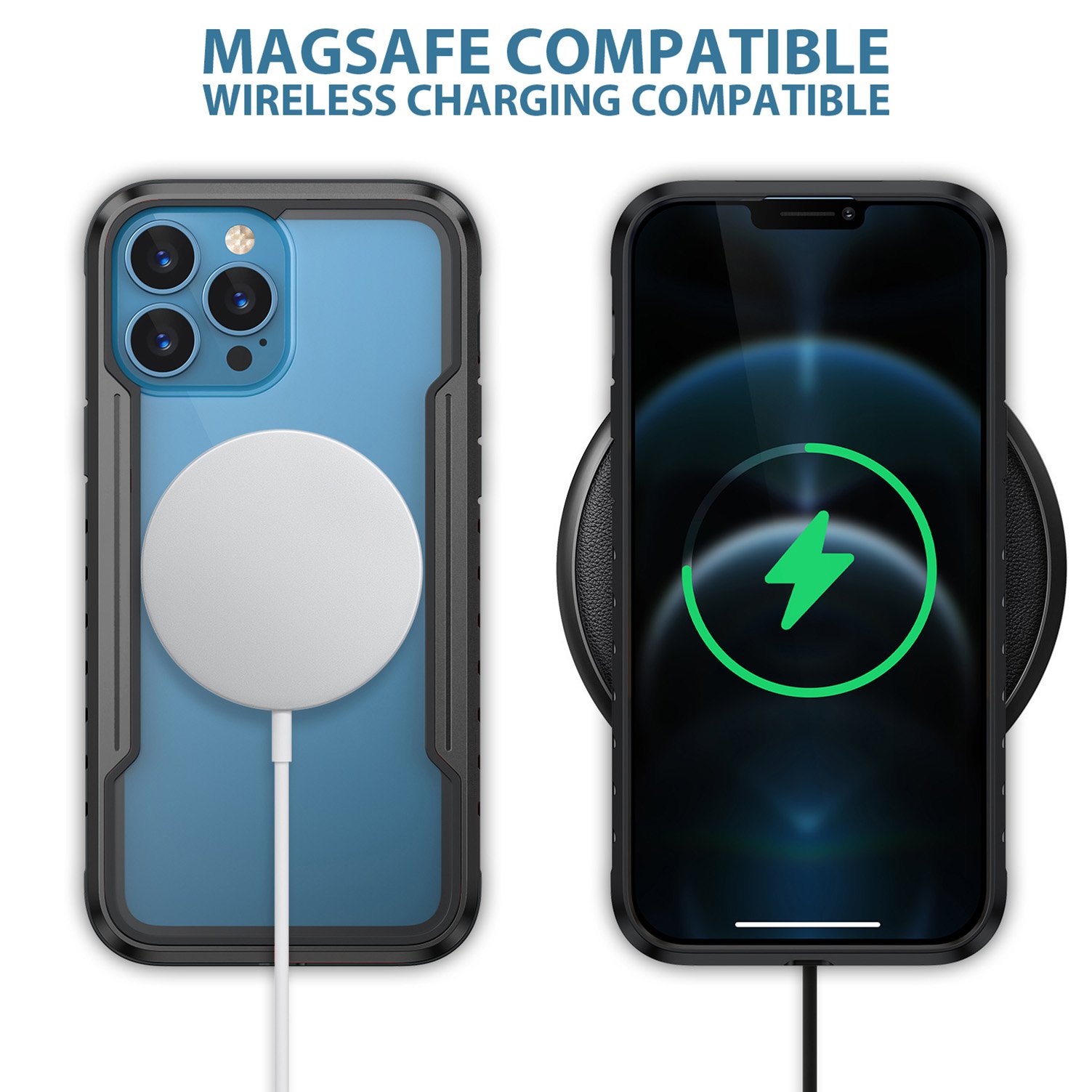 iPhone15 Pro Magnetic Mobile Phone Cover Clear iPhone Black Shockproof Anti-scratch Case For iPhone15 14 13 Pro Max