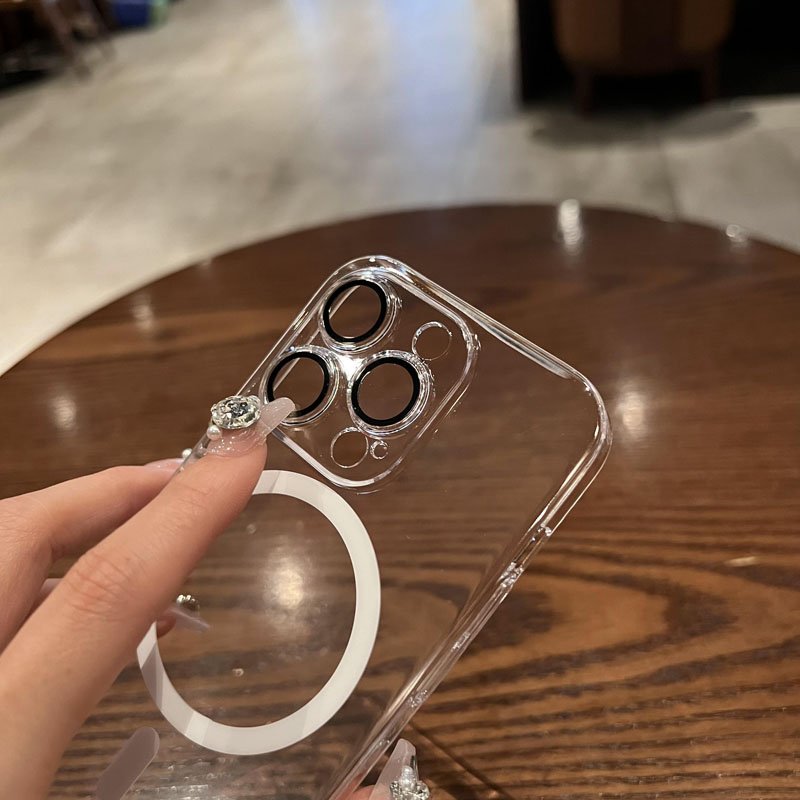 Magnetic case For Iphone 14promax case Apple 13 Transparent Full-cover Glass Lens Protection case Thin 12 Men And Women
