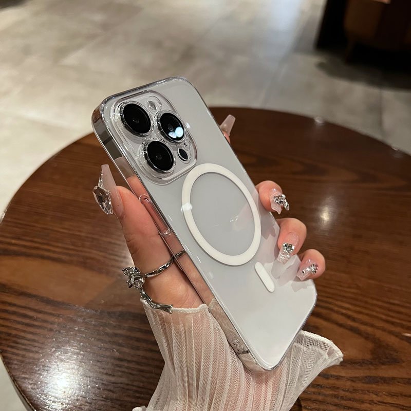 Magnetic case For Iphone 14promax case Apple 13 Transparent Full-cover Glass Lens Protection case Thin 12 Men And Women