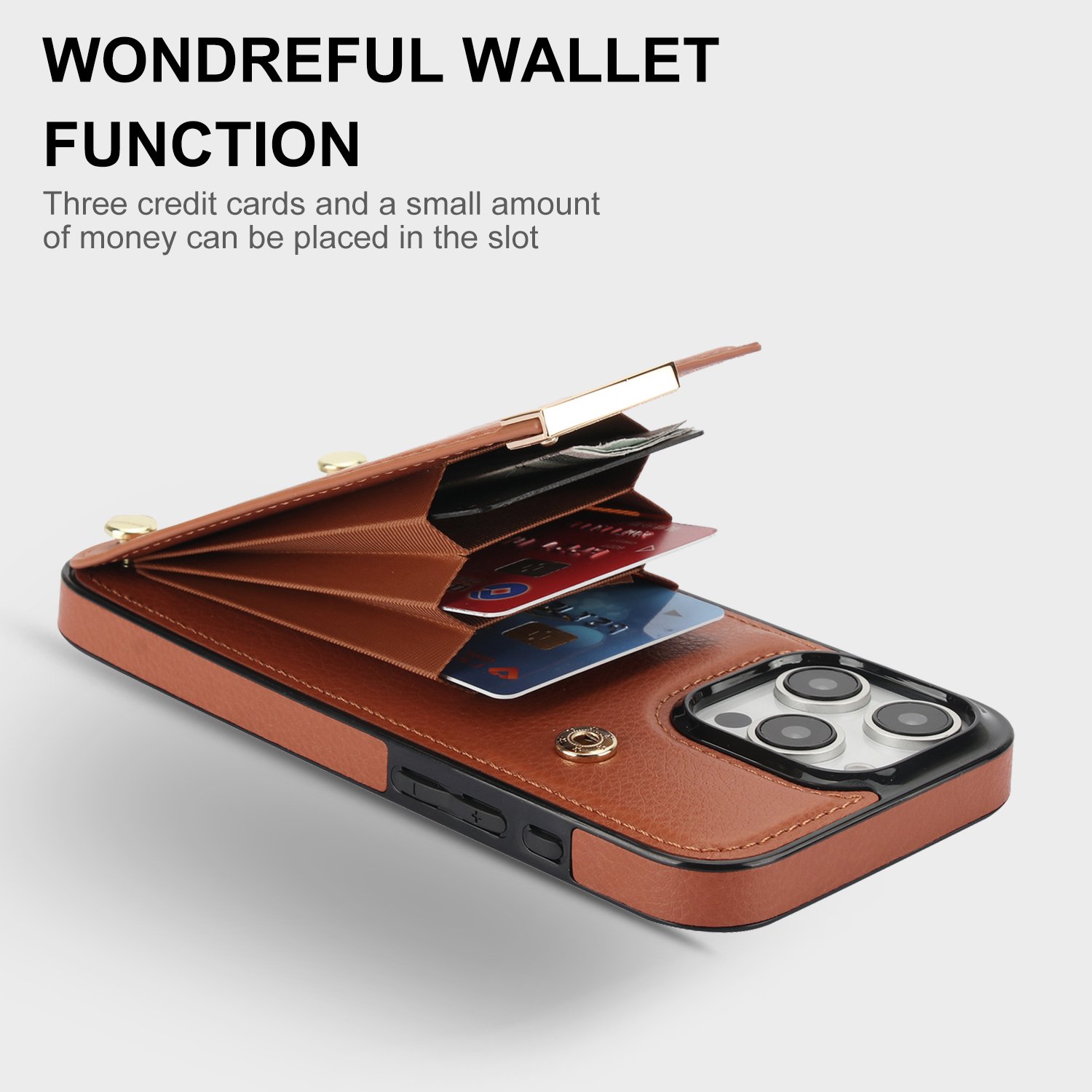 OEM Premium PU Leather Card Slot Wallet Holder Cover for iPhone 16 15 14 Pro Magnetic Mobile Phone Case