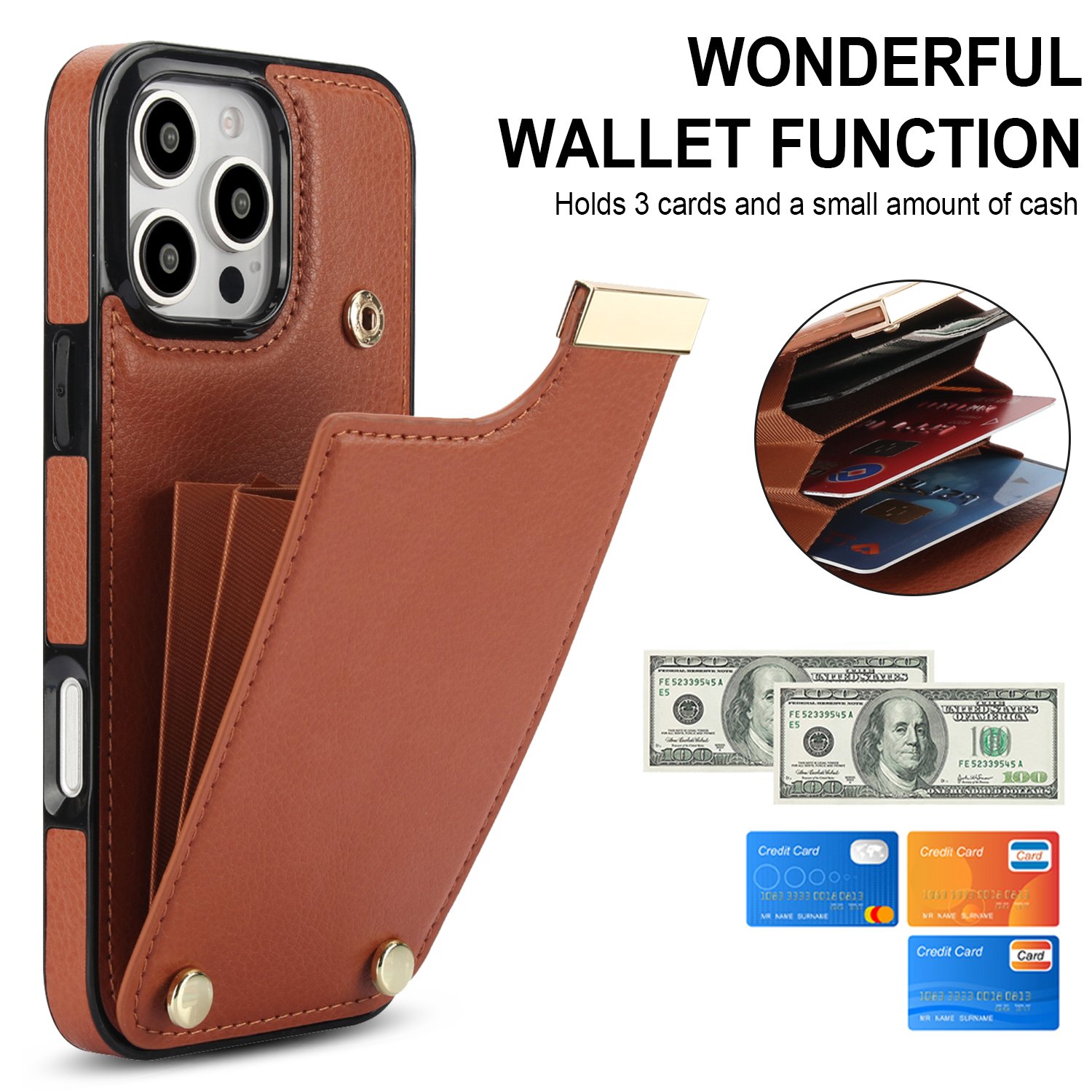 OEM Premium PU Leather Card Slot Wallet Holder Cover for iPhone 16 15 14 Pro Magnetic Mobile Phone Case