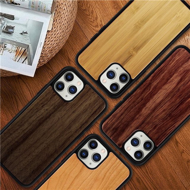Wooden Mobile Phone Case TPU+PC Wood Case Design Natural Factory Price Customized for Iphone 14 13 12 11 Cover Case Shockproof