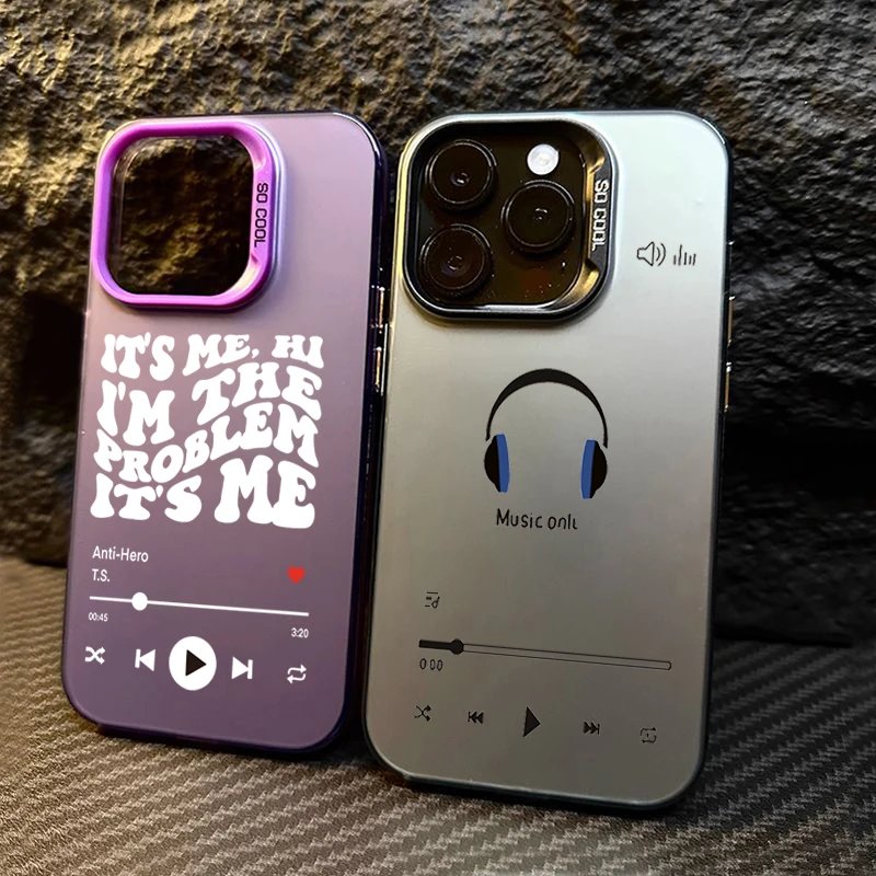 Painted Headphone Electroplate Silver IMD Phone Case For iPhone 15 14 13 12 11 Pro Max 7 8 Plus X XS XR Shockproof Cover