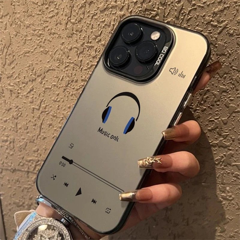 Painted Headphone Electroplate Silver IMD Phone Case For iPhone 15 14 13 12 11 Pro Max 7 8 Plus X XS XR Shockproof Cover