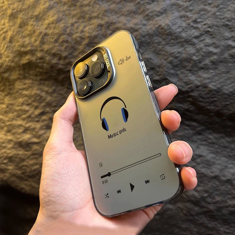Painted Headphone Electroplate Silver IMD Phone Case For iPhone 15 14 13 12 11 Pro Max 7 8 Plus X XS XR Shockproof Cover