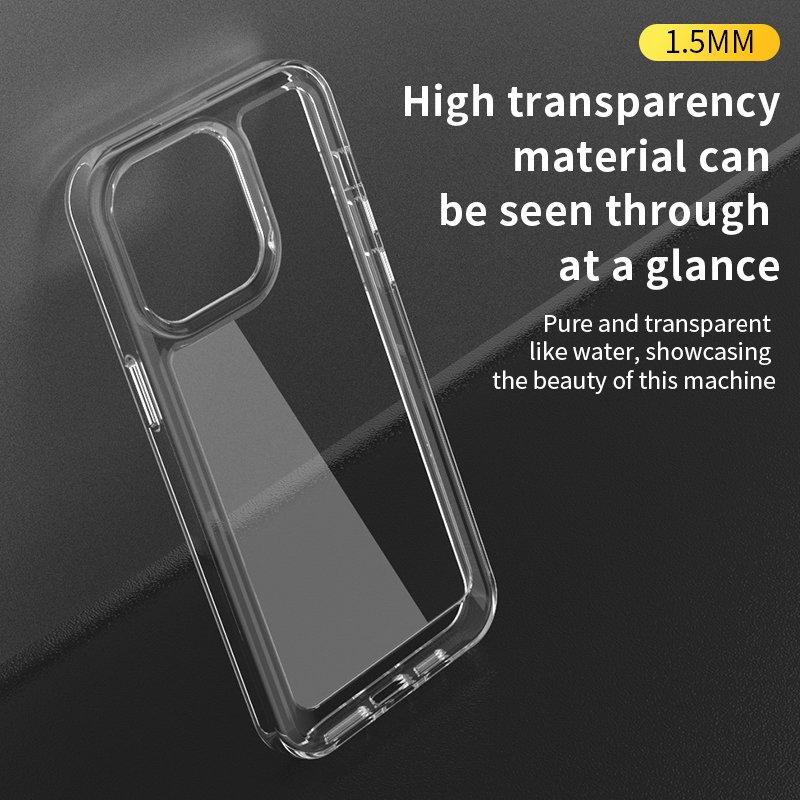 Phone Case For iPhone 15 Pro Max Full Protective Anti-yellow Transparent Shockproof TPU Acrylic