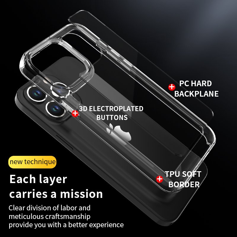 Phone Case For iPhone 15 Pro Max Full Protective Anti-yellow Transparent Shockproof TPU Acrylic