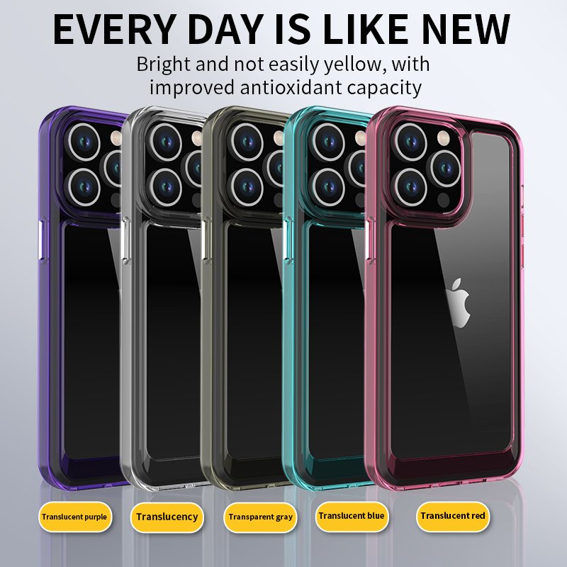 Phone Case For iPhone 15 Pro Max Full Protective Anti-yellow Transparent Shockproof TPU Acrylic