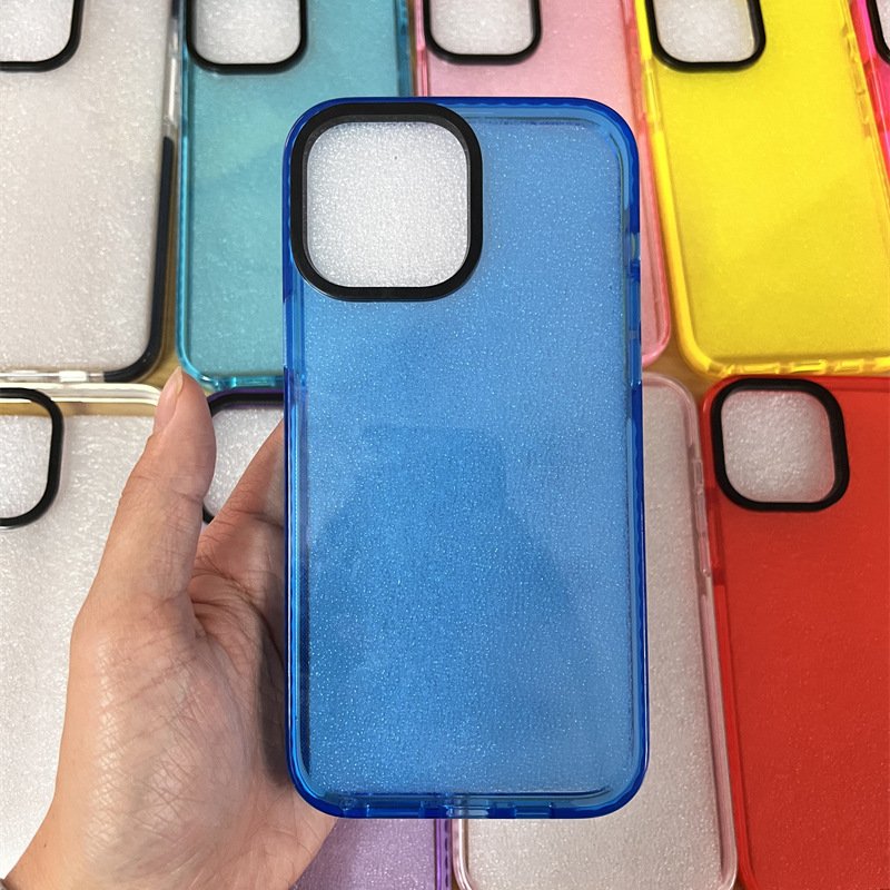 For iPhone 15 Clear Transparent Rainbow TPU Shockproof Mobile Phone Case