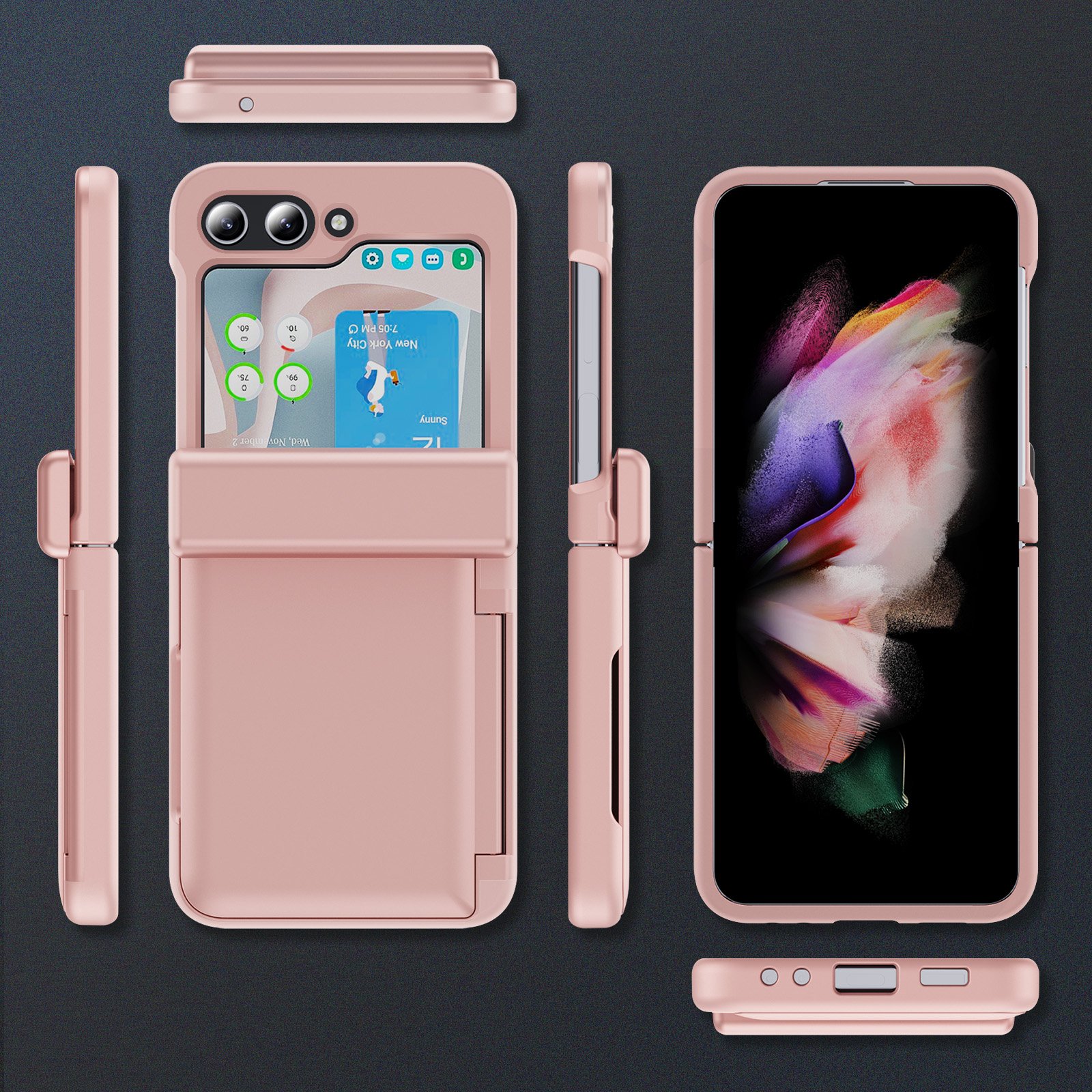 Shockproof Anti-fall TPU PC Mobile Phone Case with Card Holder Credit card Wallet Back Cover For samsung Z-flip5