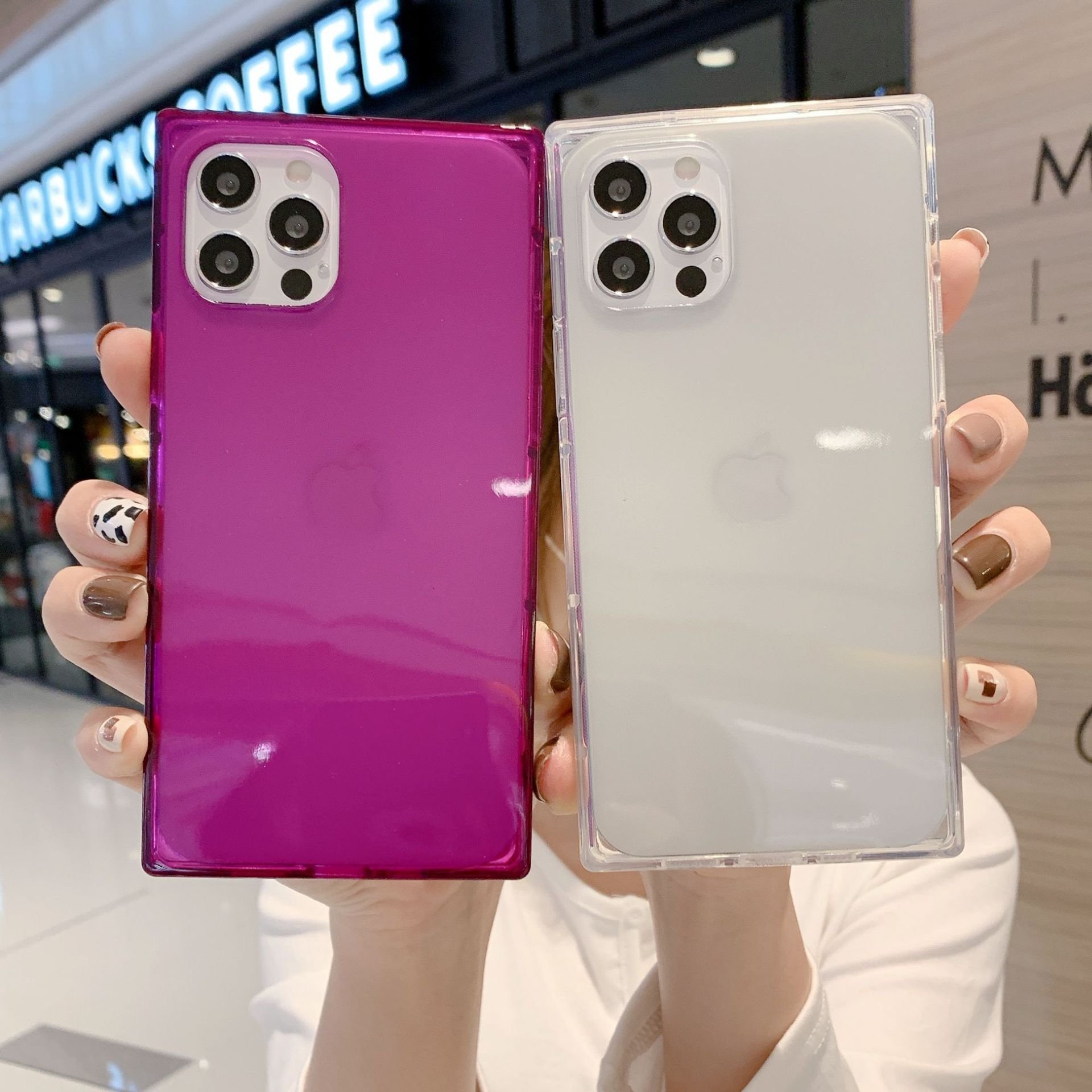 Luxury Fluorescent Color Transparent Phone Case For iPhone 16 Pro Max 15 14 13 12 11 X XS XR 7 8 Plus Clear Soft Silicone Cover