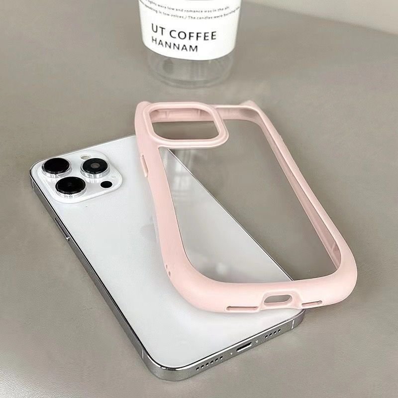 Cute Cat Transparent Mobile Phone Case for iPhone X XR 11 12 13 14 15 15pro 15 PM Clear Cat Cases