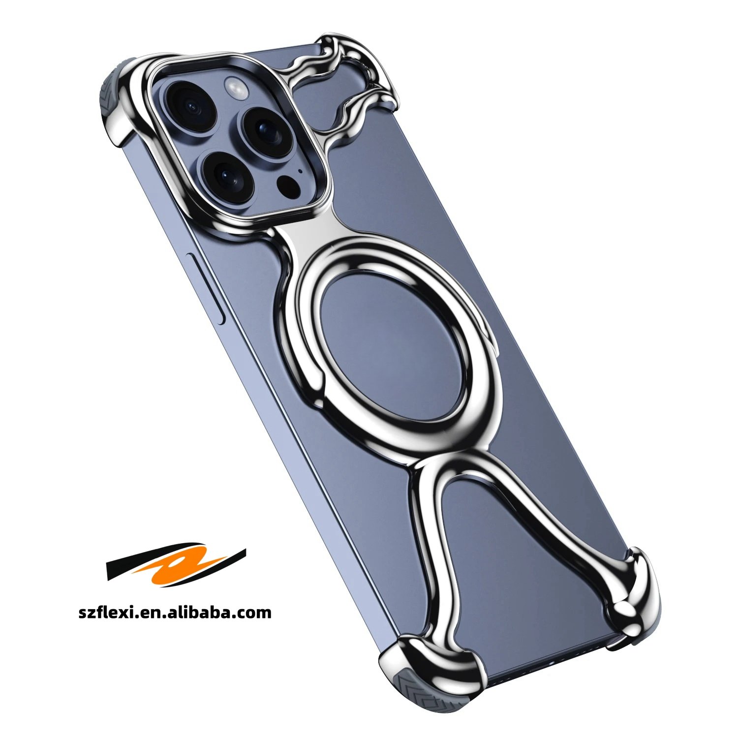 Liquid Metal Mechanical Armor Hollow Phone Case For iPhone 16 15 Pro Max Metal Removable Heat Dissipation Shockproof Hard Cover