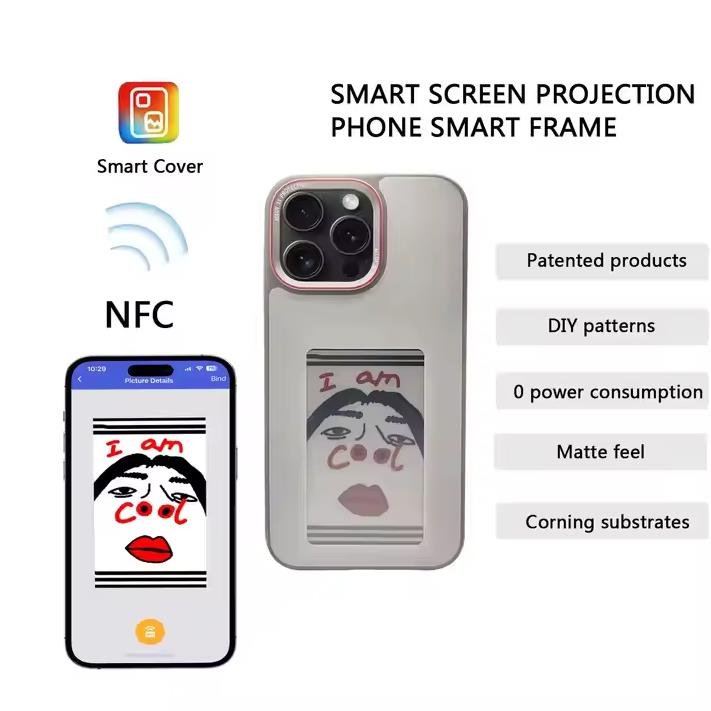 2024 New designer NFC smart E ink screen Display mobile phone case cover for iphone 15 Pro max DIY Cases 14/13