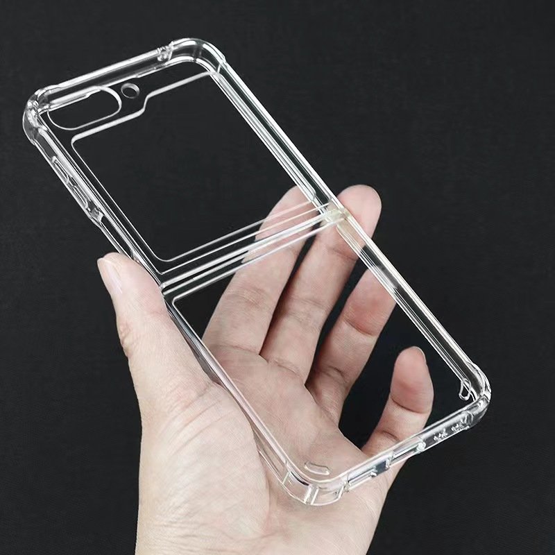 1.5mm Clear TPU Acrylic PC Phone Case for Samsung Galaxy Z Flip 6 5 4 Shockproof Protective Crystal Mobile Phone Case