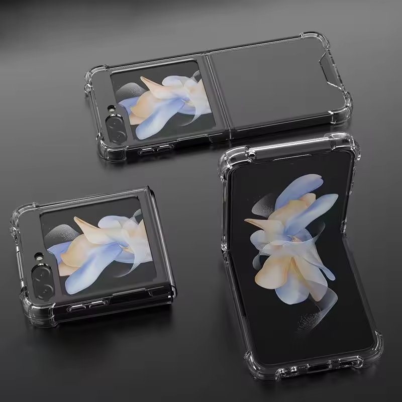 1.5mm Clear TPU Acrylic PC Phone Case for Samsung Galaxy Z Flip 6 5 4 Shockproof Protective Crystal Mobile Phone Case