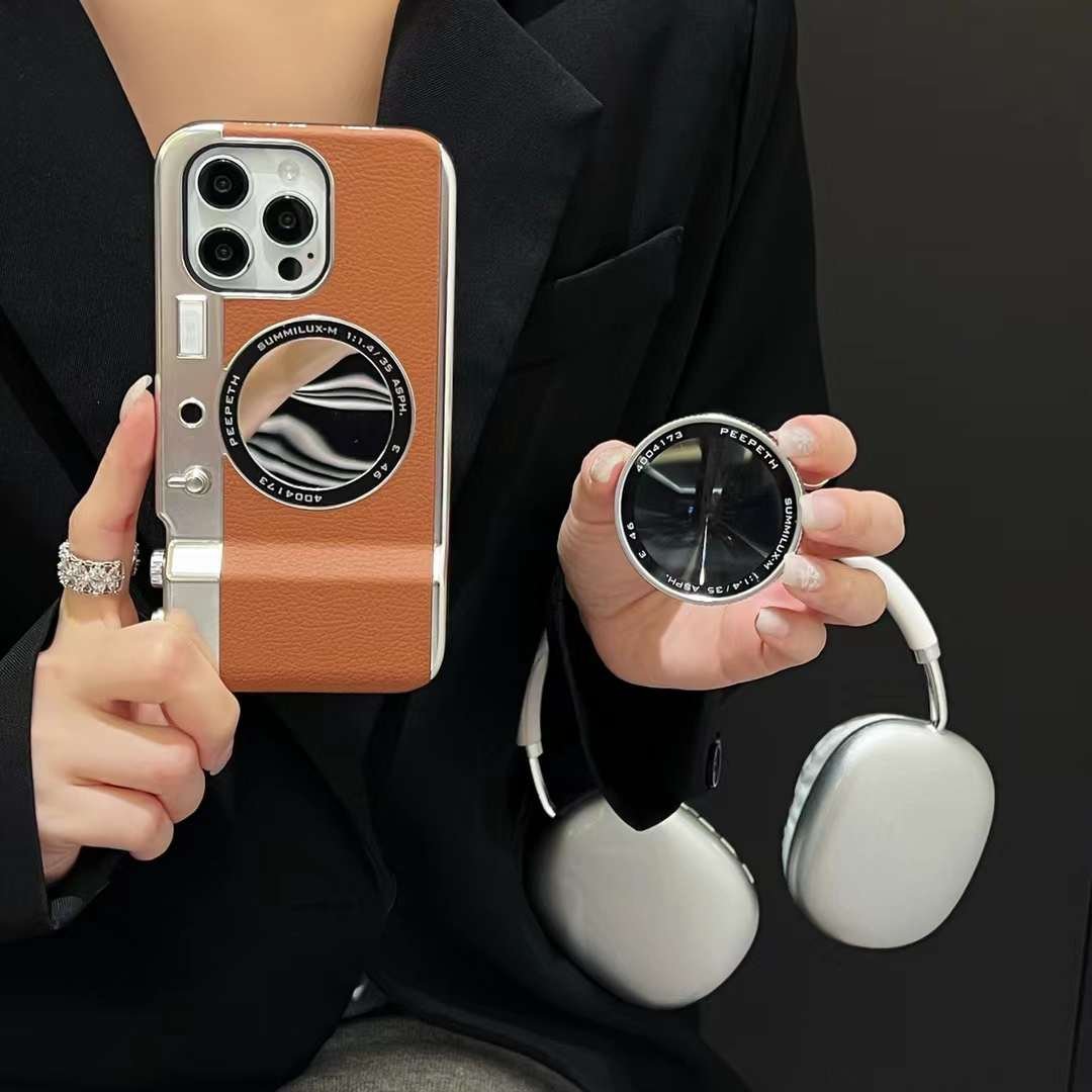 New Design Bluetooth Professional Camera Magn etic Mobile Phone Case Makeup Mirror Leather Phone Case For Iphone16 15 14 13 12