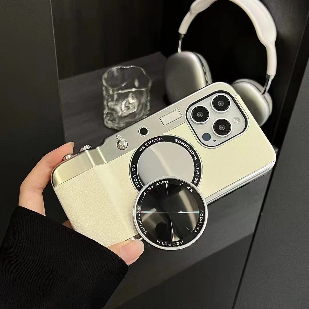 New Design Bluetooth Professional Camera Magn etic Mobile Phone Case Makeup Mirror Leather Phone Case For Iphone16 15 14 13 12