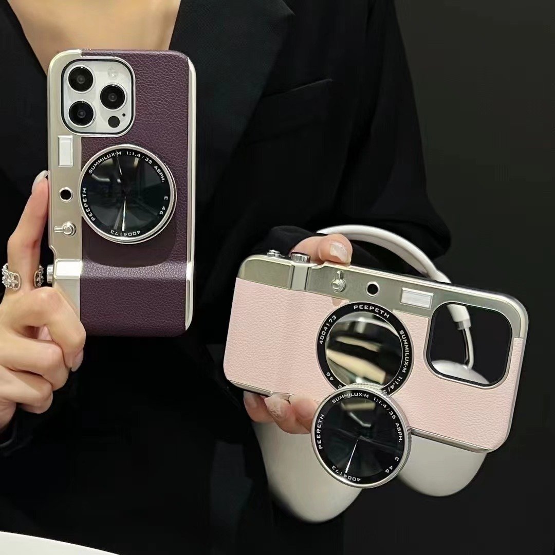 New Design Bluetooth Professional Camera Magn etic Mobile Phone Case Makeup Mirror Leather Phone Case For Iphone16 15 14 13 12