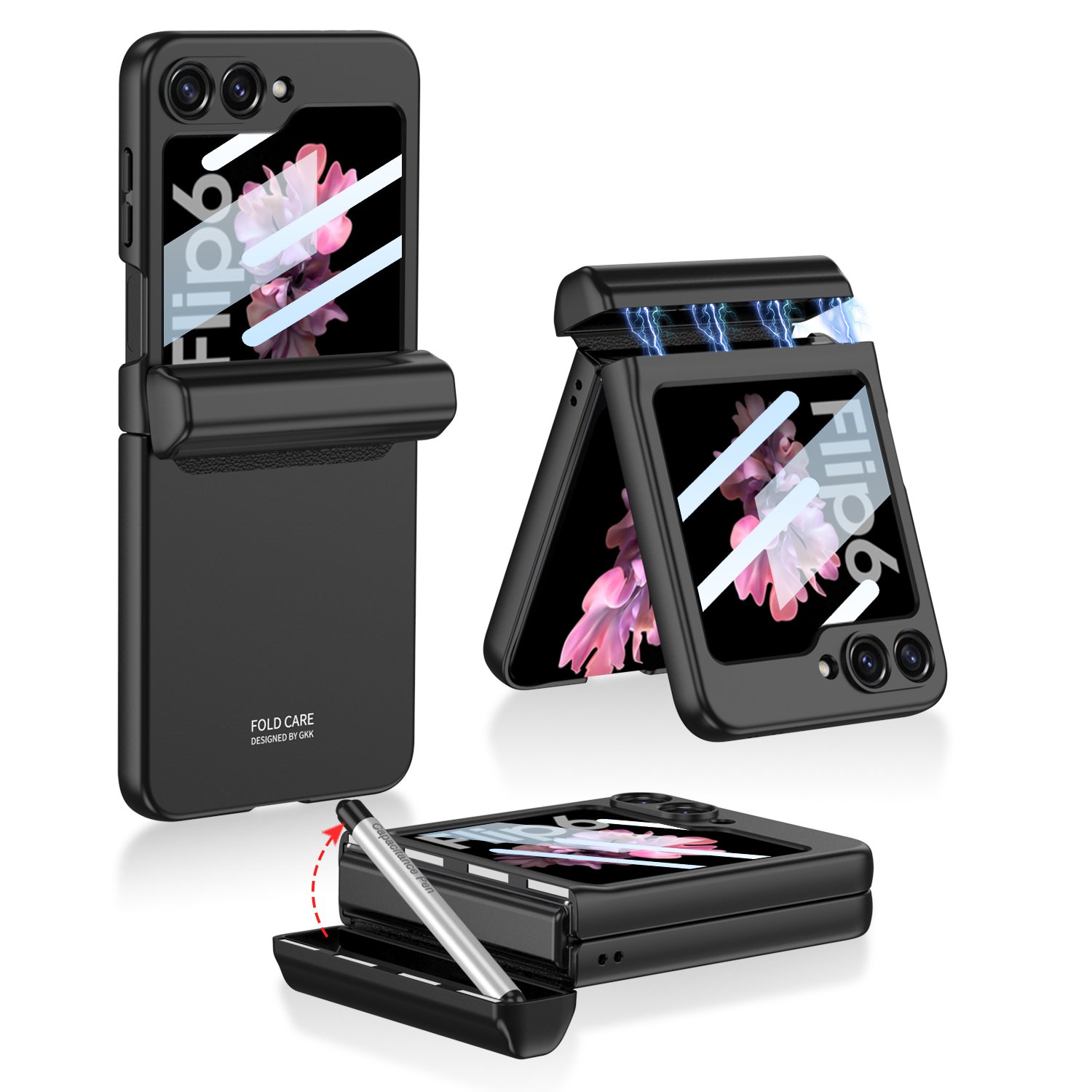 For Samsung Galaxy Z flip 5 z flip 6 mobile phones case Magnetic Folding hinge all-inclusive skin-feeling PC with pen box