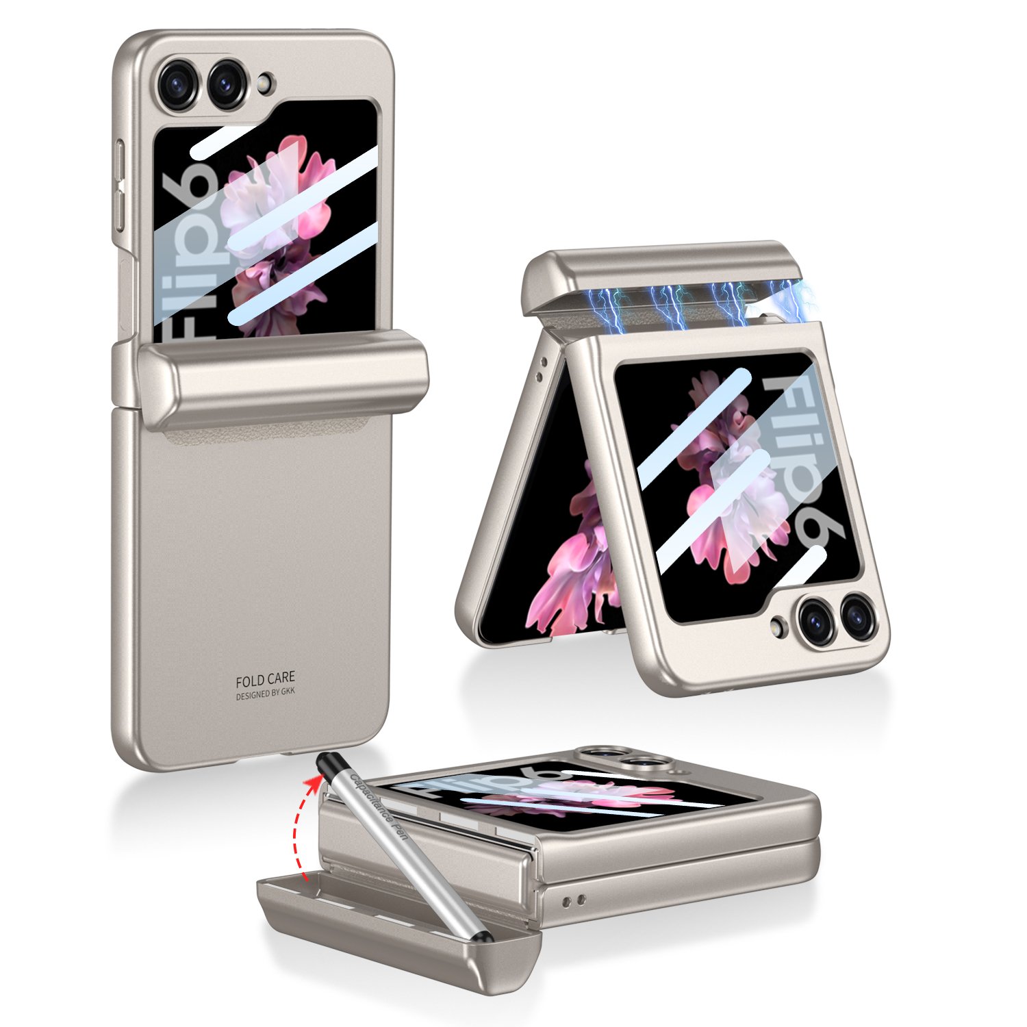 For Samsung Galaxy Z flip 5 z flip 6 mobile phones case Magnetic Folding hinge all-inclusive skin-feeling PC with pen box