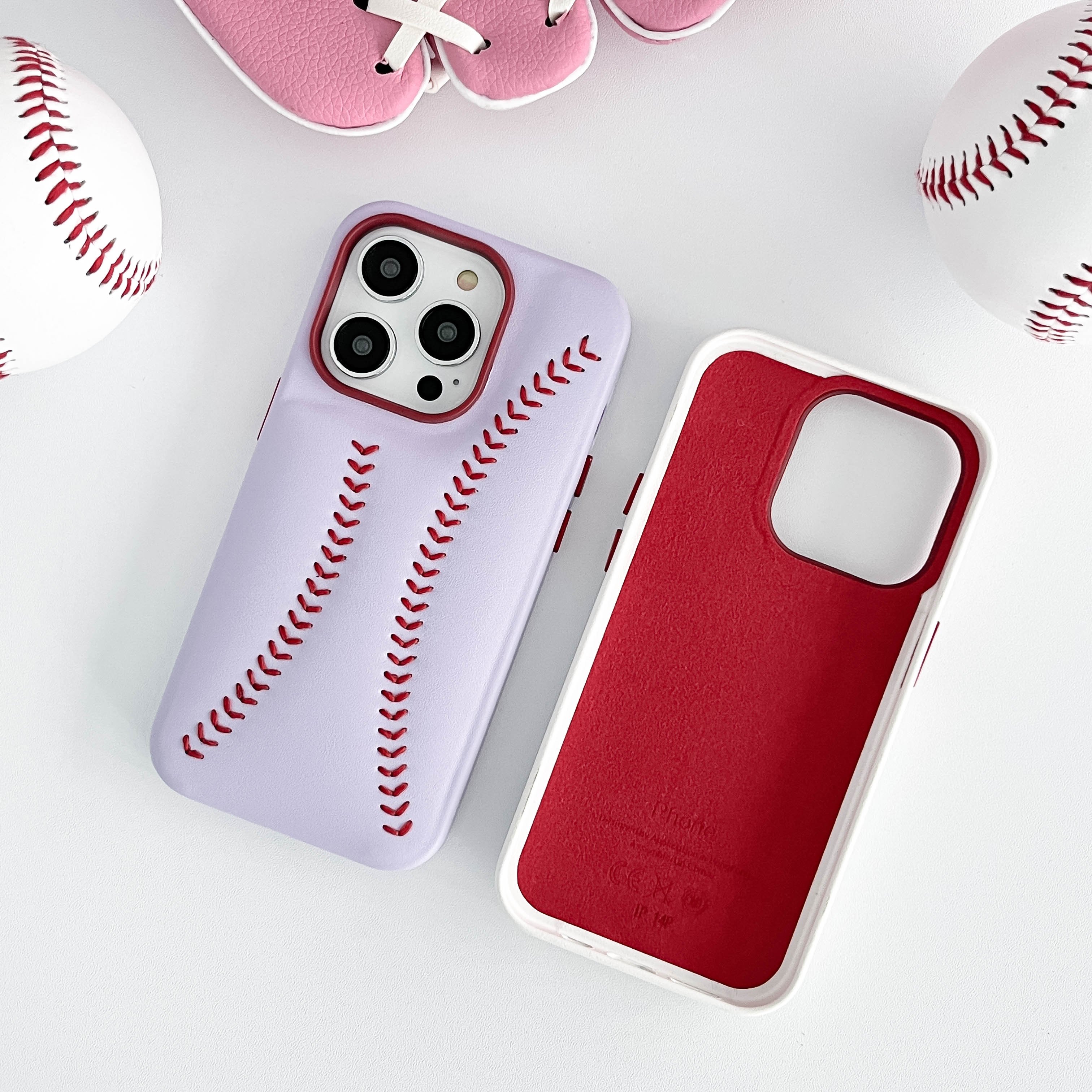 2024 Leather Baseball Mobile Phone Cases Waterproof And Shockproof Microfibre Candy Color for iphone 16 15 14 13 12 Pro Max Plus
