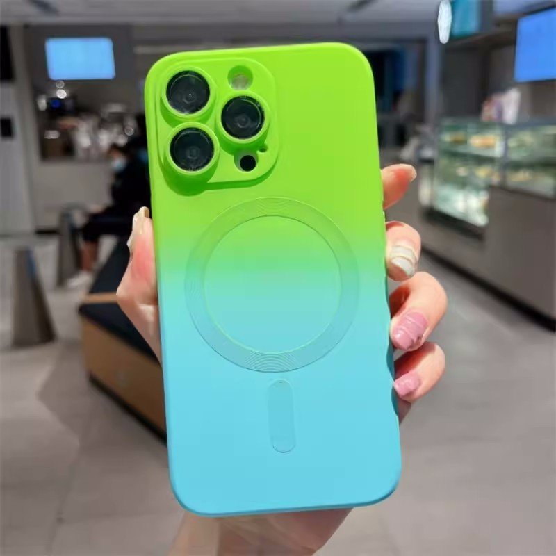 Bulk Gradient Colors Soft Tpu Magnetic Charging Mobile Phone Cases For Iphone 15 14 1312 Pro Max Wireless Charging Back Cover
