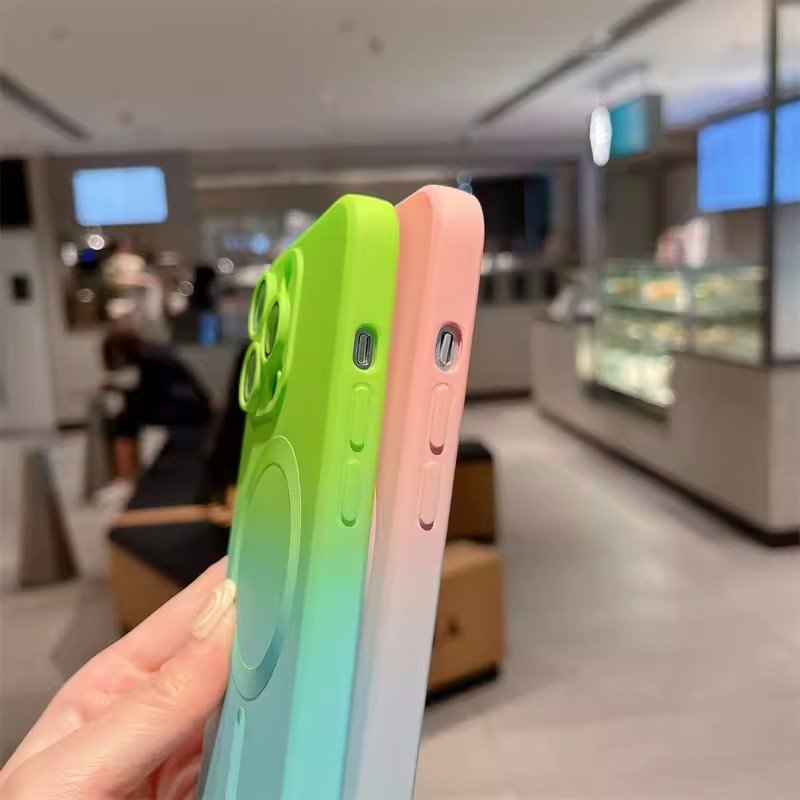 Bulk Gradient Colors Soft Tpu Magnetic Charging Mobile Phone Cases For Iphone 15 14 1312 Pro Max Wireless Charging Back Cover