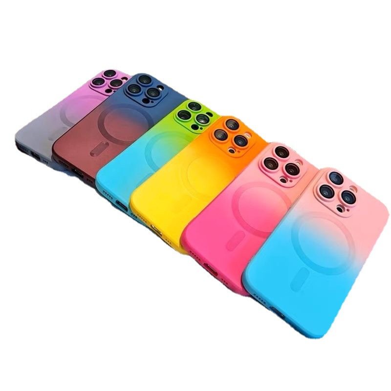 Bulk Gradient Colors Soft Tpu Magnetic Charging Mobile Phone Cases For Iphone 15 14 1312 Pro Max Wireless Charging Back Cover