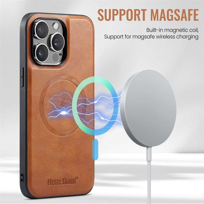 2 In 1 Magnetic Leather Phone Case for iPhone 15 14 13 12 11 Pro Max Plus Wireless Charging Cover Card Holder Cover